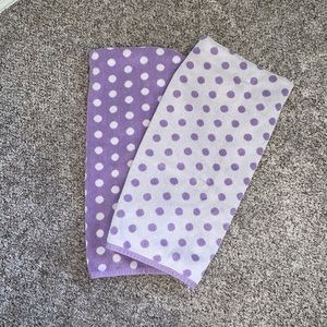 Kids purple and white, polka dot towels (2)